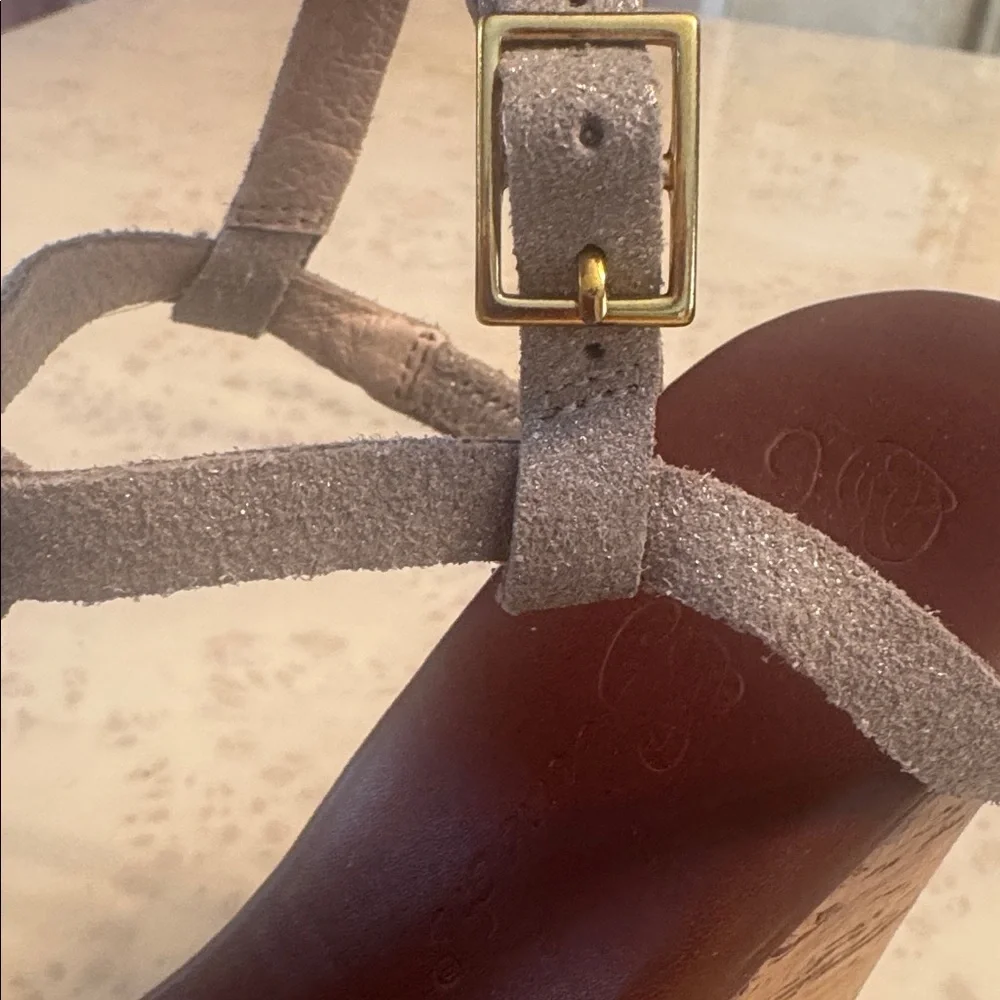 Matt Bernson Gray Strappy Cork Wedge Sandals – Women’s Size 7 - Picture 10 of 13